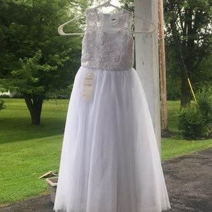 White lace flower girl dress